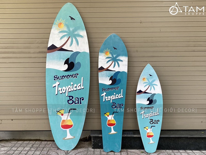Ván lướt sóng trang trí chủ đề Tropical bar cao 90-150cm [In sắc nét - 3 kiểu dáng] VLS-05